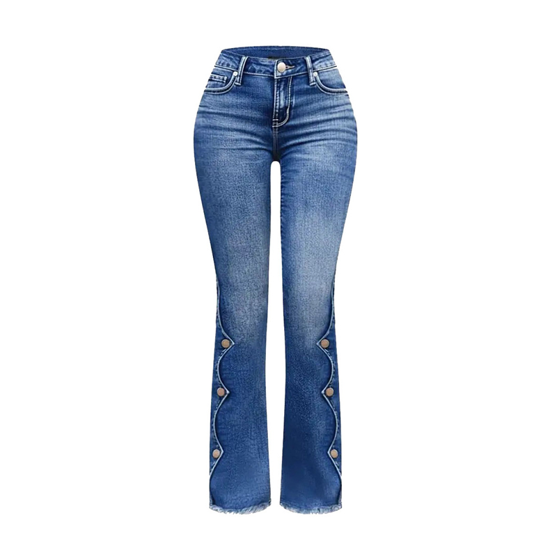 ⏰Sista dagen på rean – 50 % rabatt💃Damernas högmidjade slitna bootcut-jeans