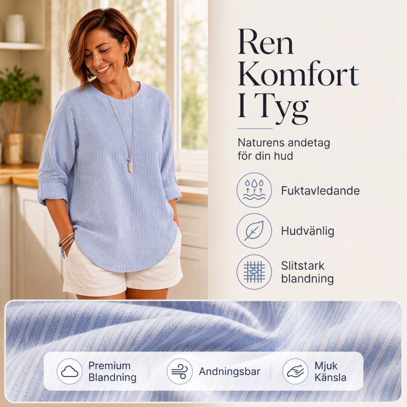 Kvinnors avslappnade randiga långärmade topp