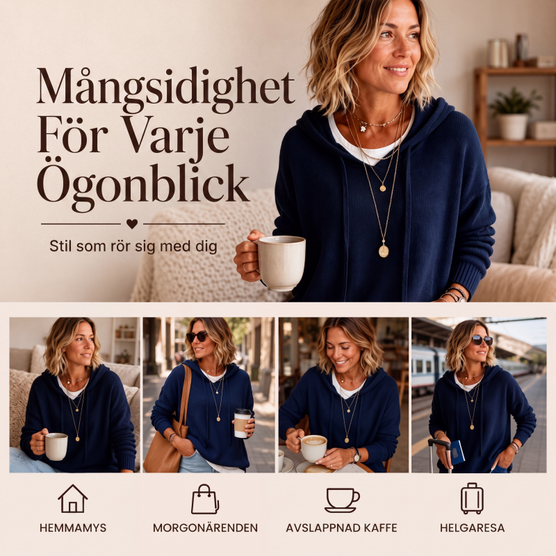 Kvinnors lediga huvtröja i stickad