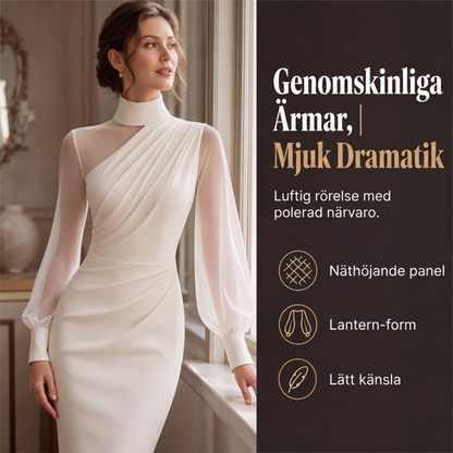 Kvinnors kroppsnära klänning i nät med mockahals