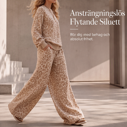 🐆Set med leoprintad tröja och vida byxor för kvinnor