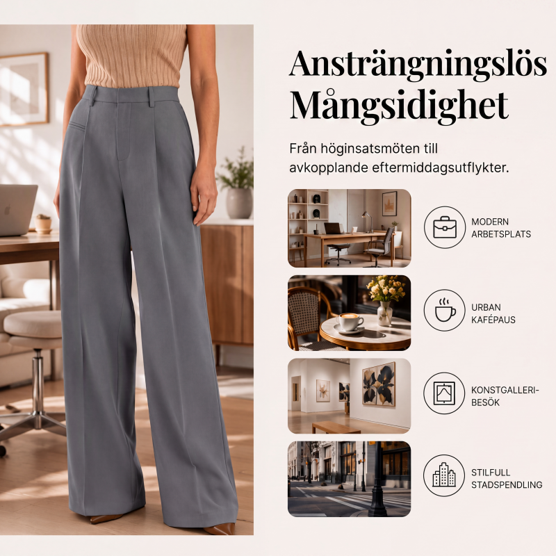 Kvinnors kostymbyxor med hög midja och vida ben