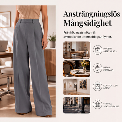 Kvinnors kostymbyxor med hög midja och vida ben