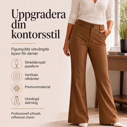 Kvinnors randiga utsvängda byxor