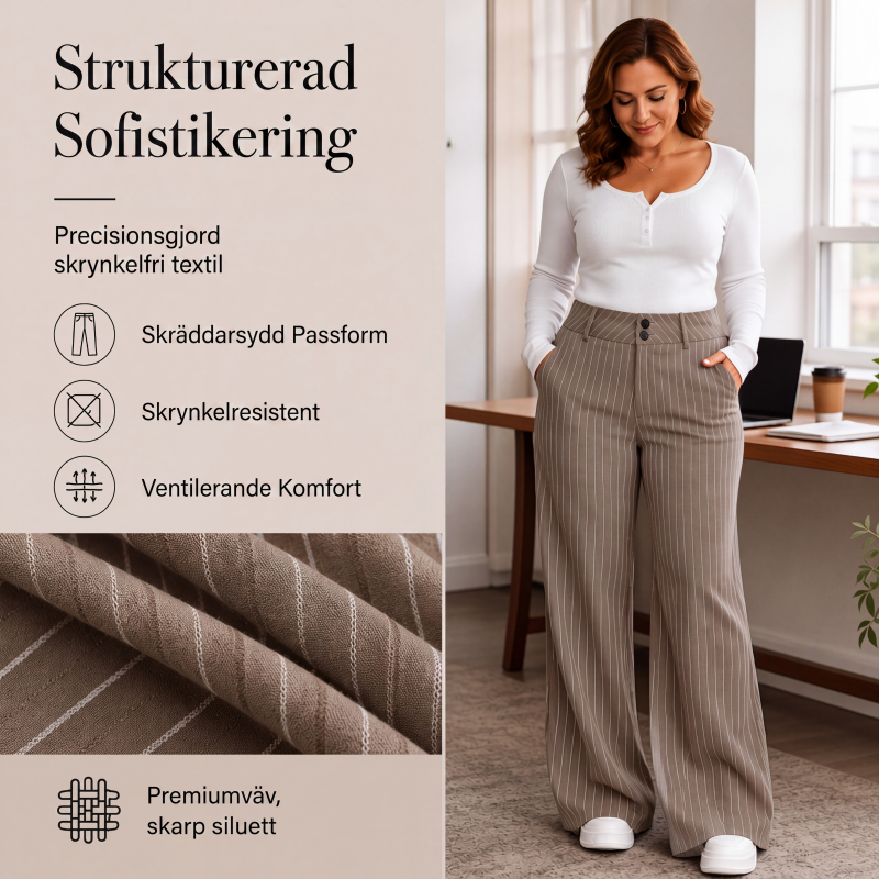 Kvinnors randiga utsvängda byxor