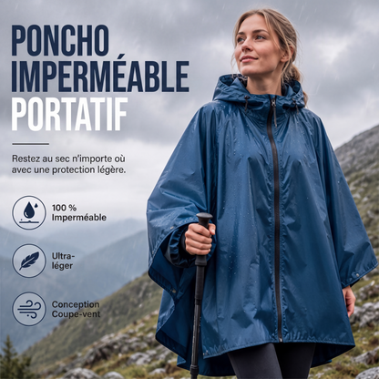 Unisex Vattentät Lätt Huvad Regnponcho