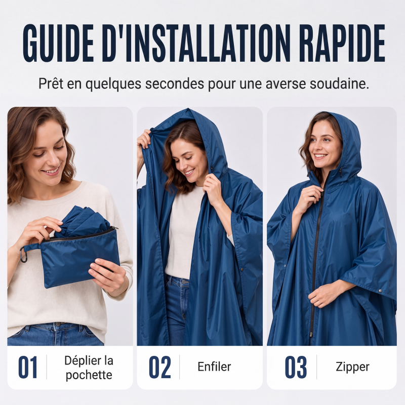 Unisex Vattentät Lätt Huvad Regnponcho