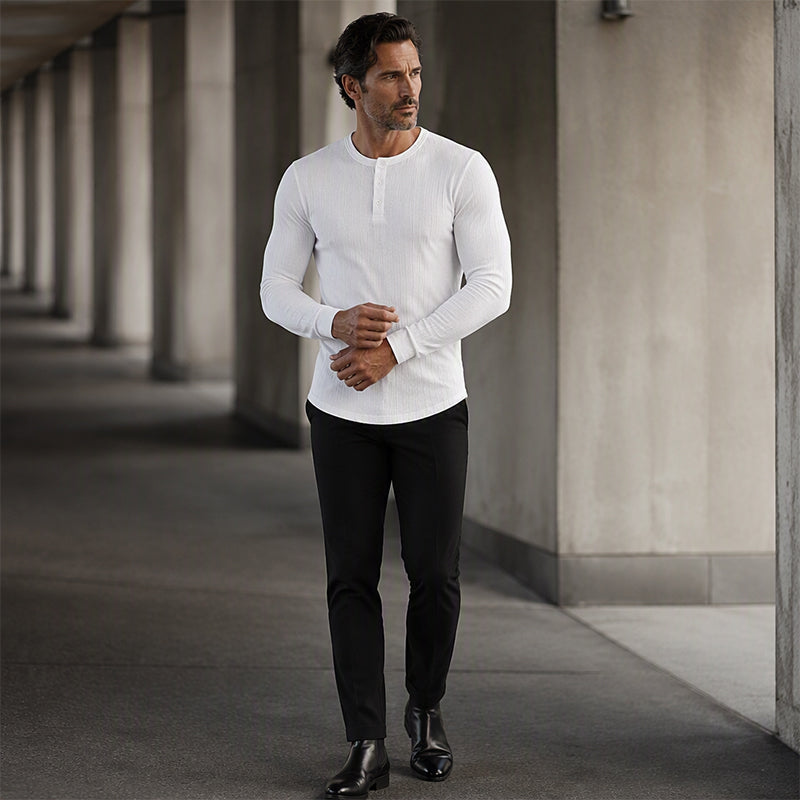 👕Henley-tröja i slim fit för män