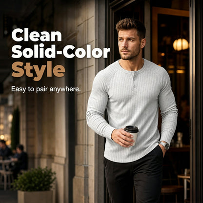 👕Henley-tröja i slim fit för män