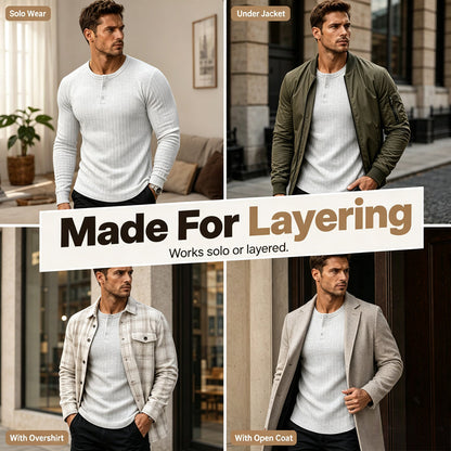 👕Henley-tröja i slim fit för män