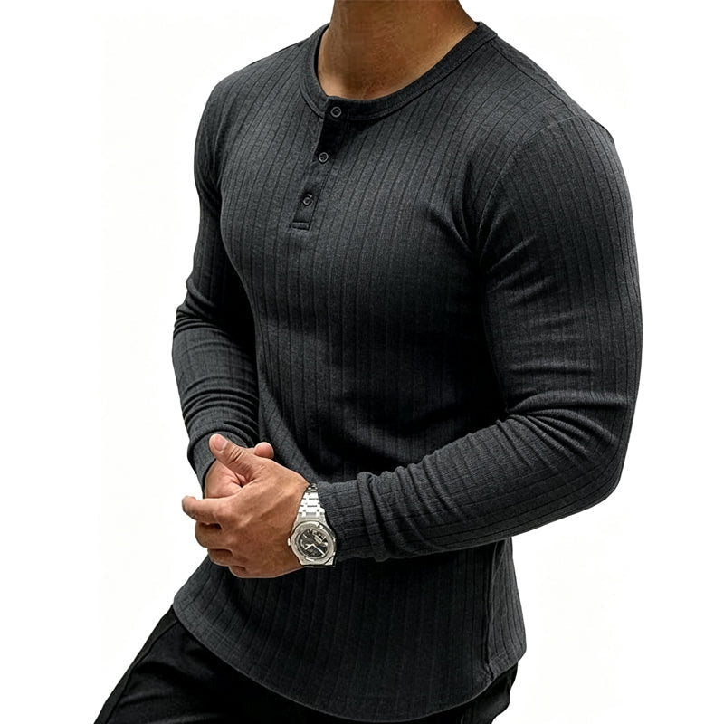 👕Henley-tröja i slim fit för män