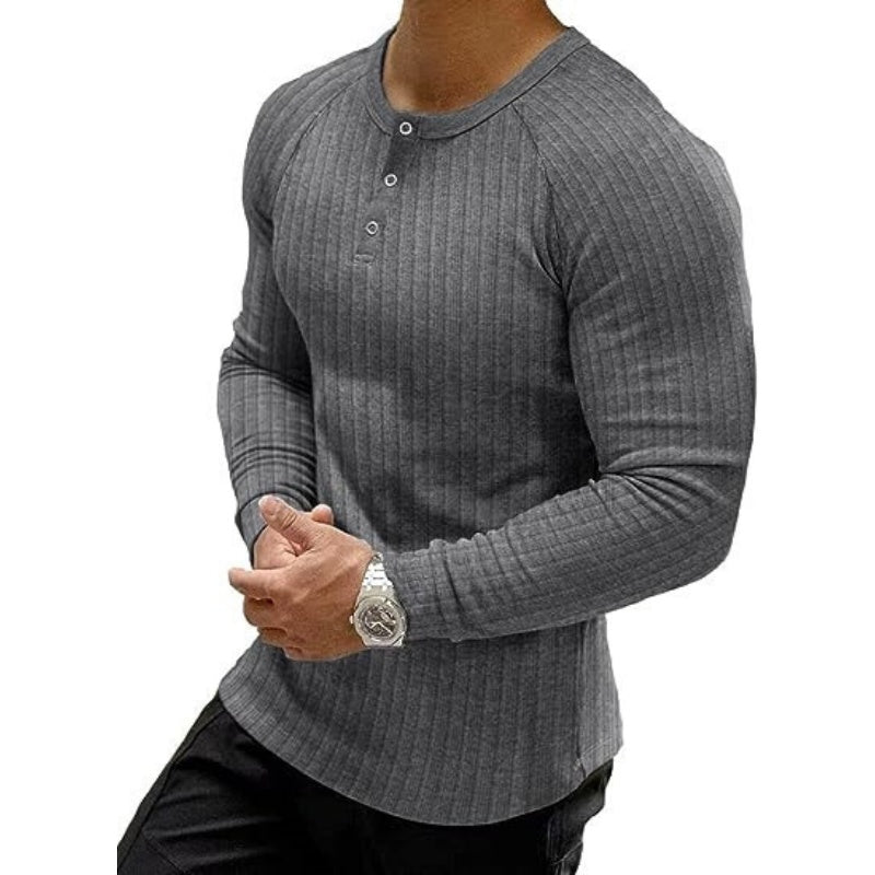 👕Henley-tröja i slim fit för män