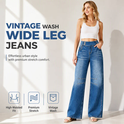 Stretchjeans med vida ben för damer