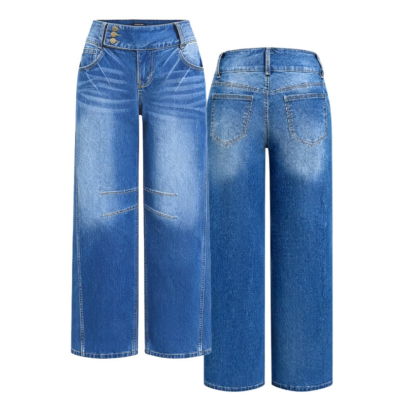 Stretchjeans med vida ben för damer