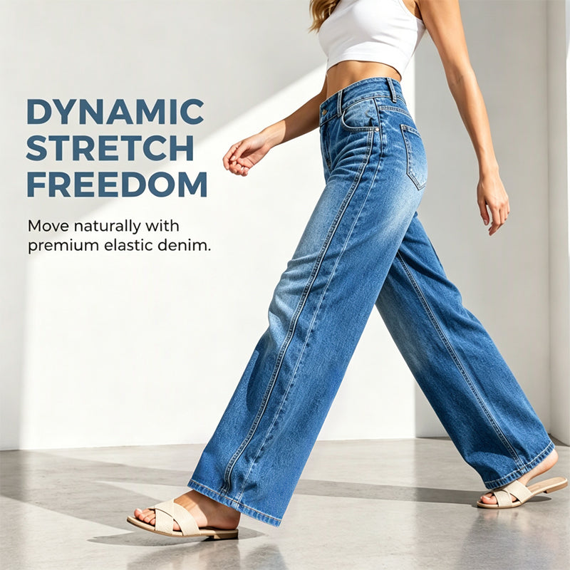 Stretchjeans med vida ben för damer