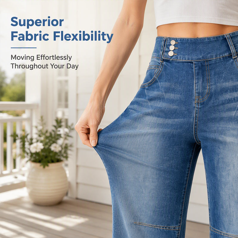 Stretchjeans med vida ben för damer