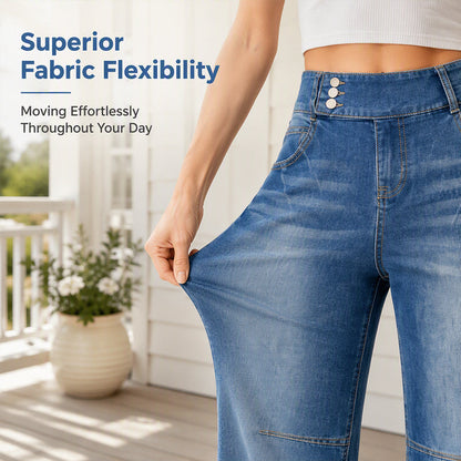 Stretchjeans med vida ben för damer