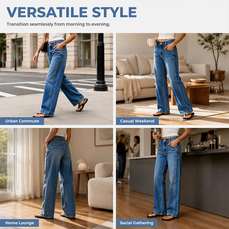 Stretchjeans med vida ben för damer