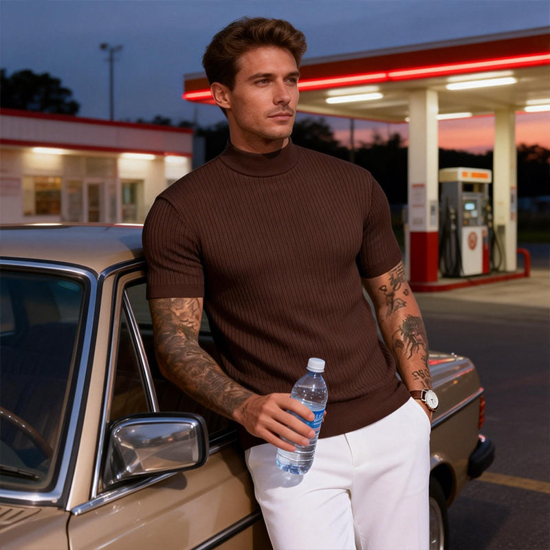 Casual Slim Fit T-Shirt med Polokrage för Herr