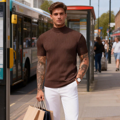 Casual Slim Fit T-Shirt med Polokrage för Herr