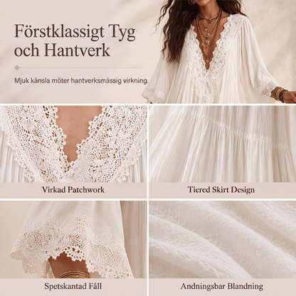 Dam sommar spets V-ringad lös klänning