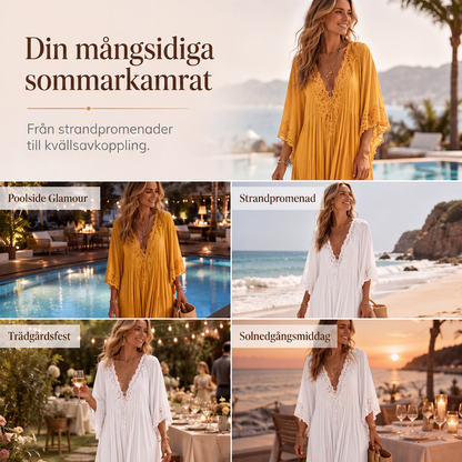 Dam sommar spets V-ringad lös klänning