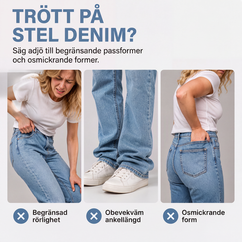 Damjeans med stretch, avslappnad passform och raka ben