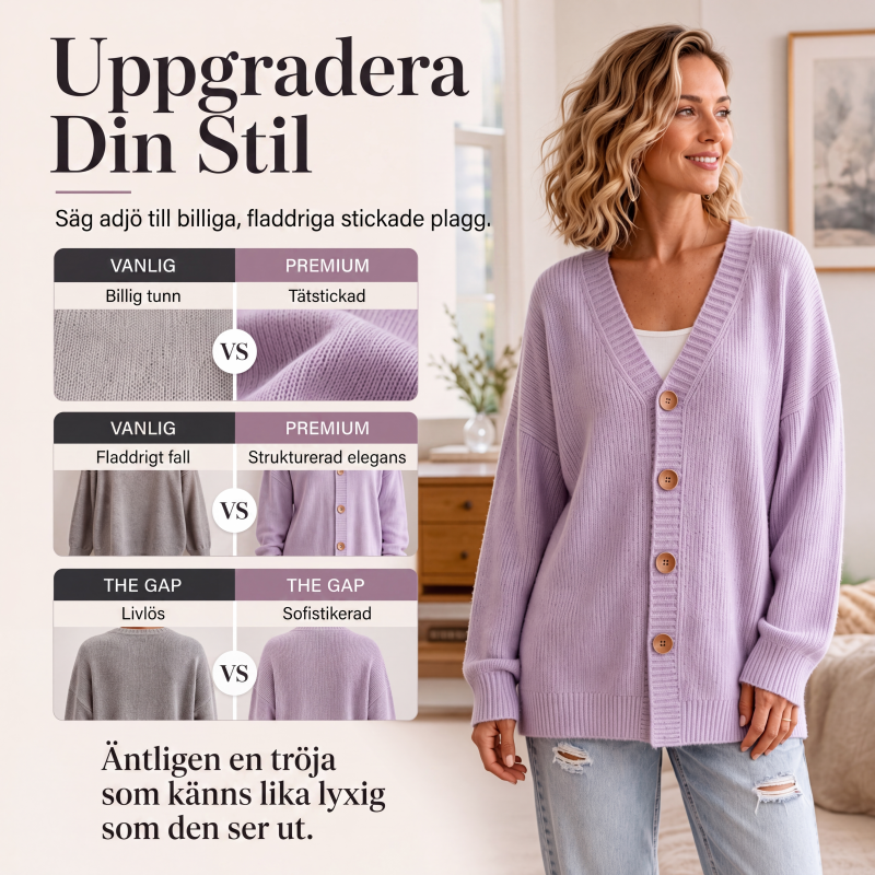 Stickad cardigan i oversize med V-ringning för kvinnor