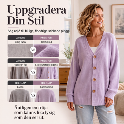 Stickad cardigan i oversize med V-ringning för kvinnor