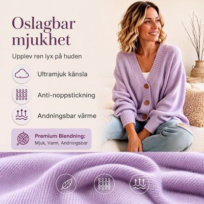 Stickad cardigan i oversize med V-ringning för kvinnor