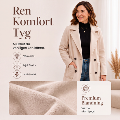 Kvinnors dubbelknäppt ullkappa