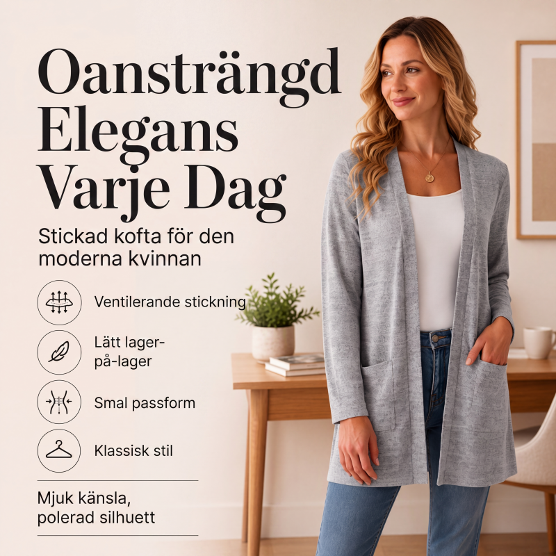 Kvinnors ledig cardigan med öppen framsida och fickor