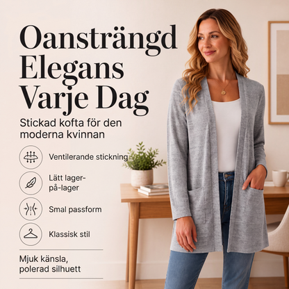 Kvinnors ledig cardigan med öppen framsida och fickor