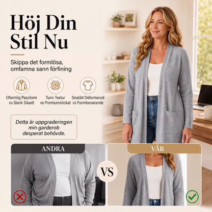 Kvinnors ledig cardigan med öppen framsida och fickor