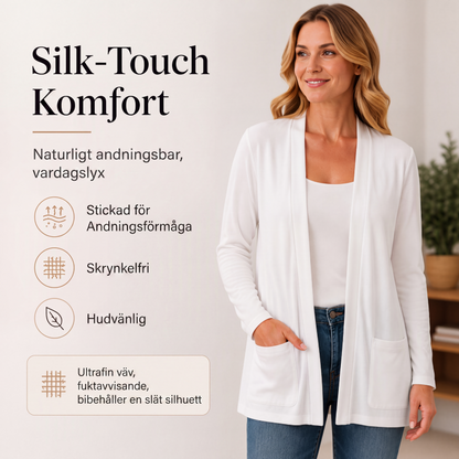Kvinnors ledig cardigan med öppen framsida och fickor