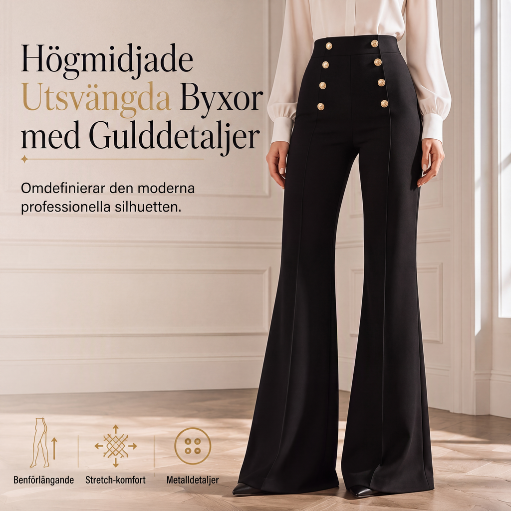 Kvinnors dubbelknäppta byxor med hög midja