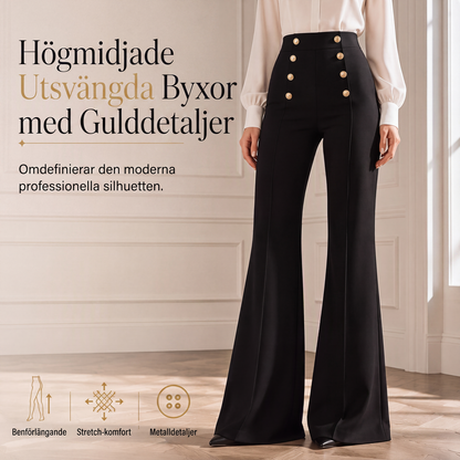 Kvinnors dubbelknäppta byxor med hög midja