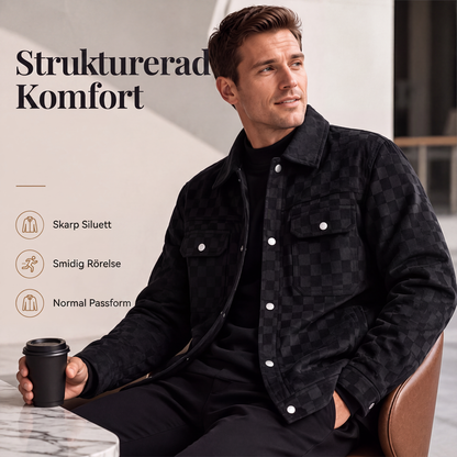 Jacka i konstläder med schackmönster för män