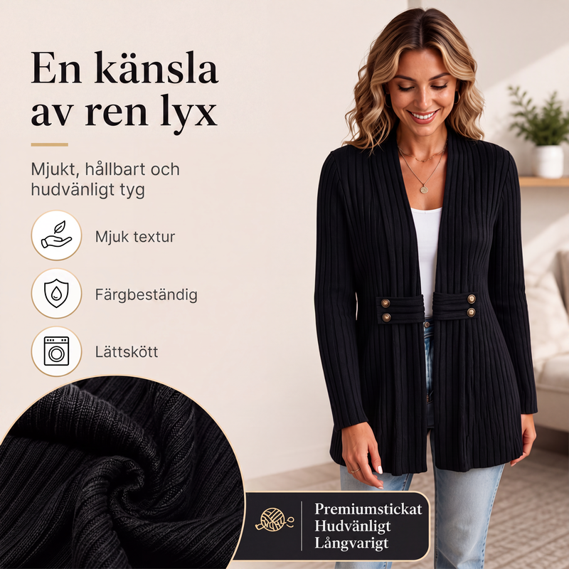 Ribbad kofta för kvinnor