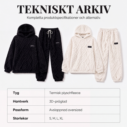 Set med lurkade tröja och byxor i kabelstickad plysch för kvinnor