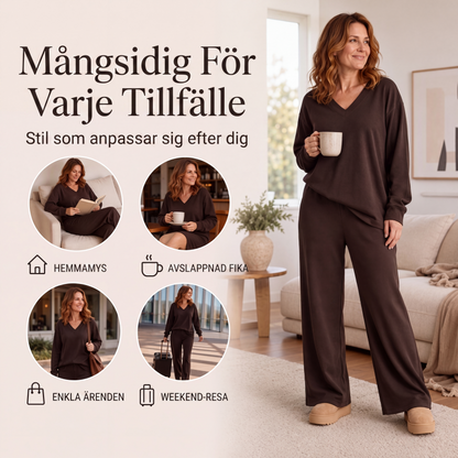 Set med axelbandslös tröja och byxor för kvinnor