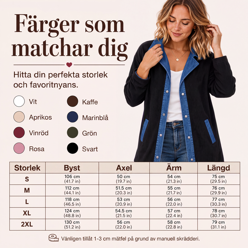 Kvinnors ledig jacka i patchwork av denim