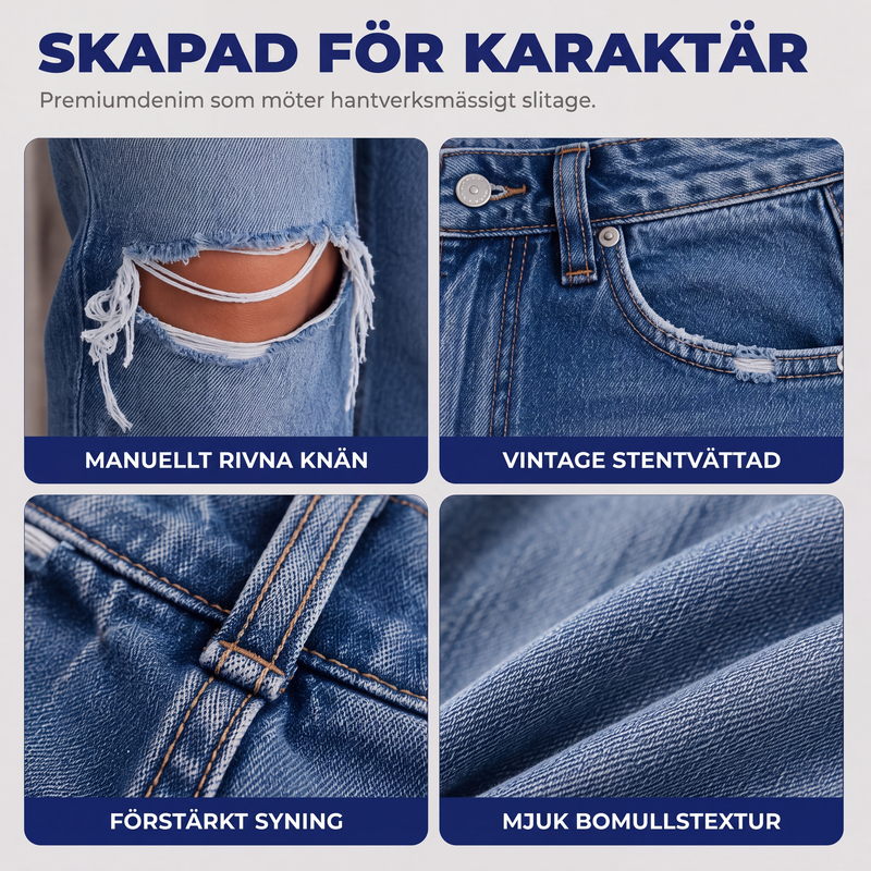 👖Chica jeans med hög midja och revor för kvinnor