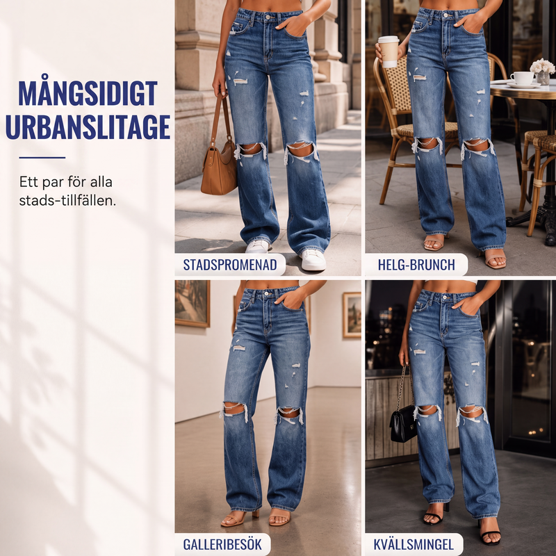 👖Chica jeans med hög midja och revor för kvinnor