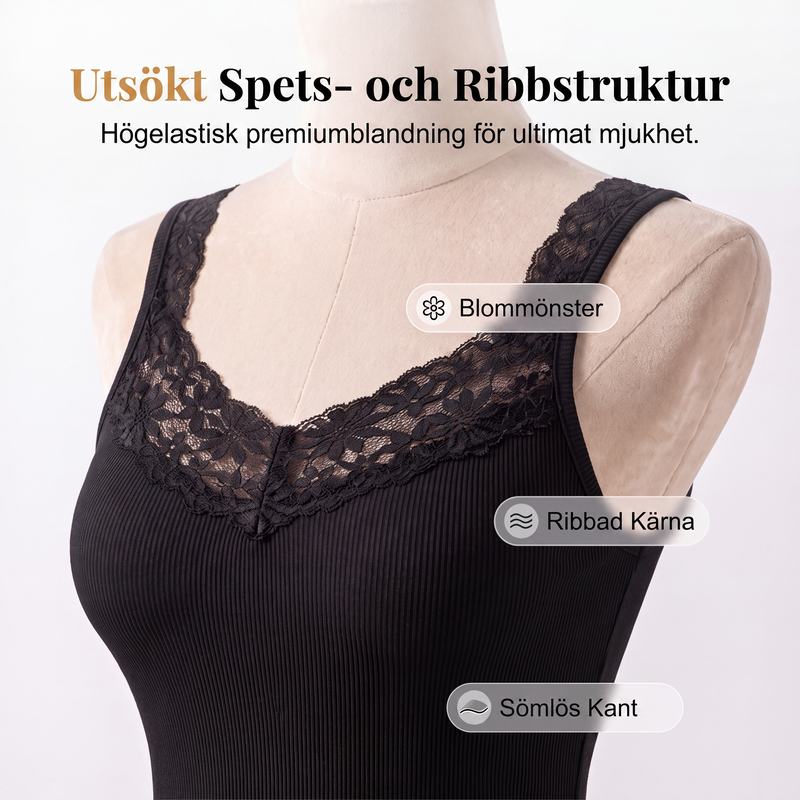 👩Damlinne med spets, storlek i plusstorlek, figursydd