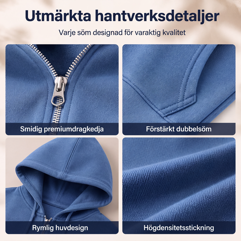 🧥Medellång huvtröja för kvinnor, ledig kofta med dragkedja och fickor