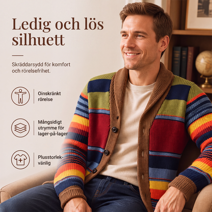 🌈Herrkofta med sjalkrage och ränder