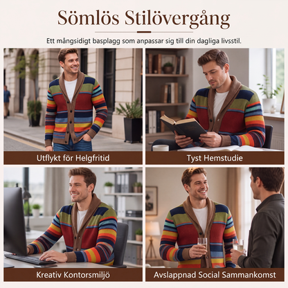 🌈Herrkofta med sjalkrage och ränder