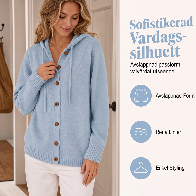 Kvinnors mysig huvtröja i stickad cardigan