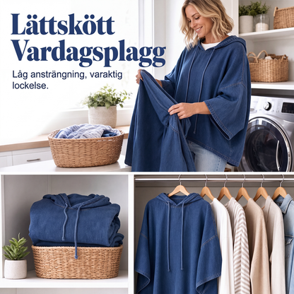 Damavslappnad luvtröja i denim med lös passform